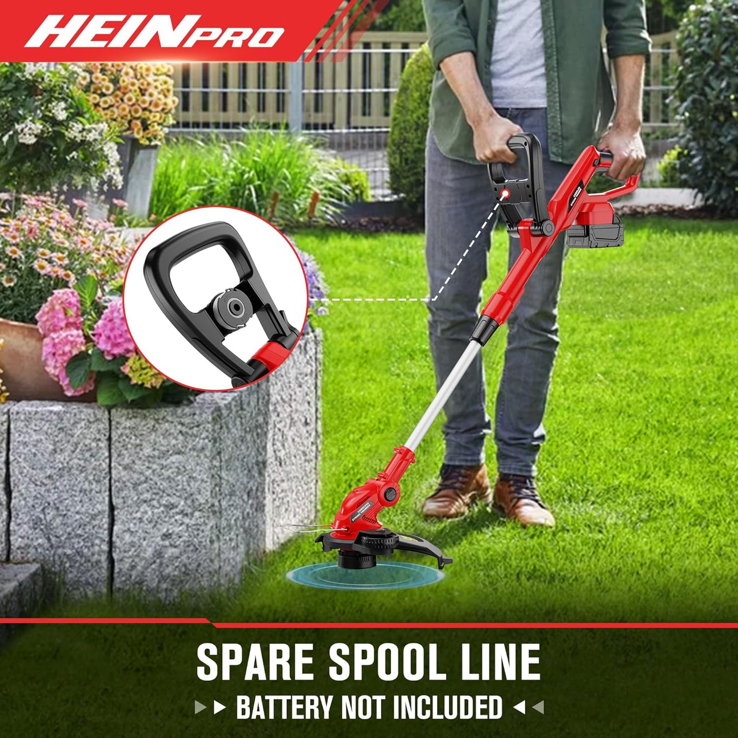 Cordless String Trimmer Compatible with Milwaukee M18 18V Battery, 12-Inch Weed Wacker Cordless, Auto Line Feed, Electric Weed Eater Battery Powered, Grass Trimmer w/ 6 Line Spools (Tool Only)