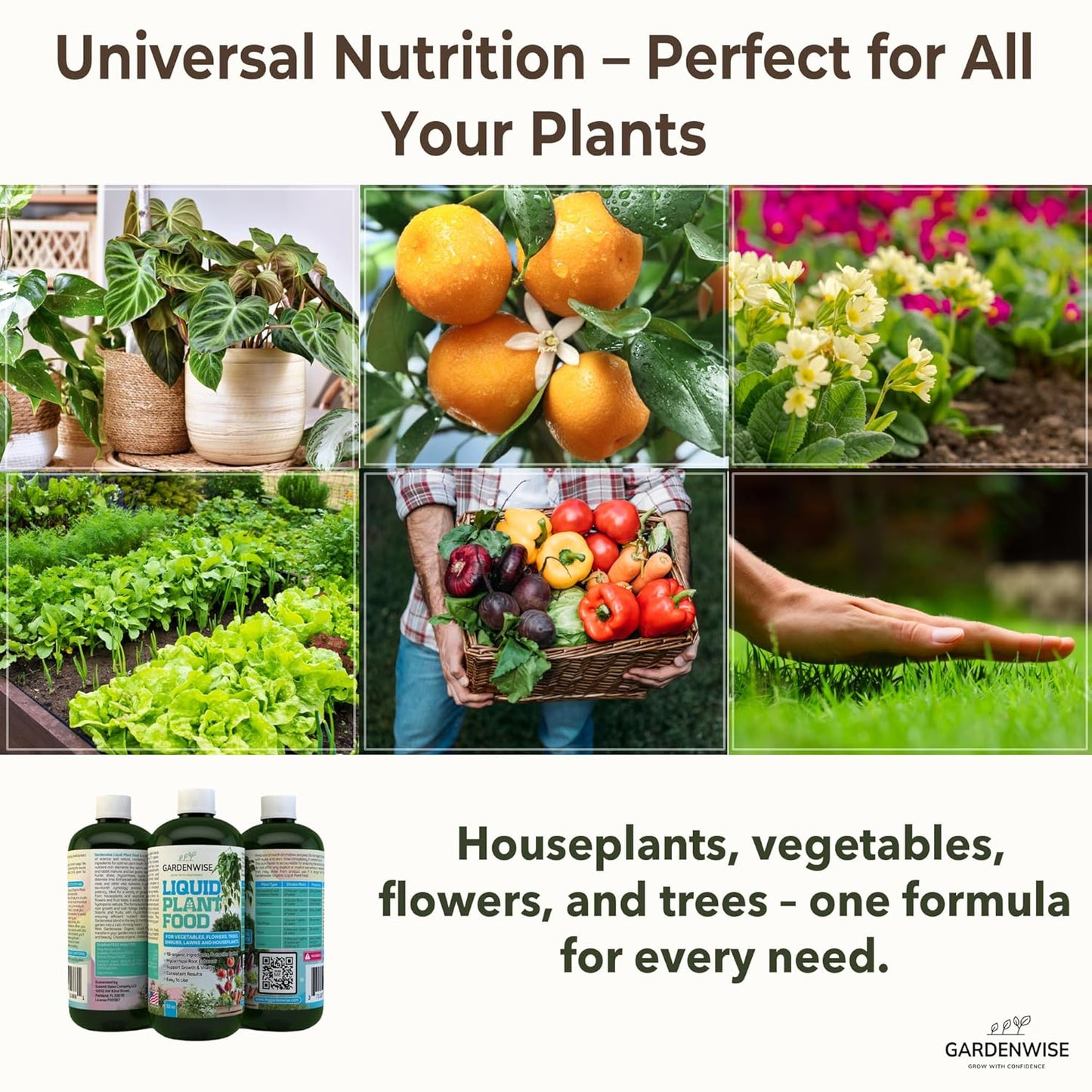 Organic Liquid Plant Food for Indoor Houseplants – All Purpose Fertilizer for Potted Plants, Vegetables, Succulents, Orchids, Roses – Miracle Growth with Mycorrhizae (16 oz)