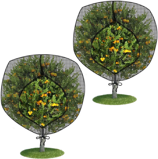 Fruit Tree Netting Covers with Zipper to Protect from Squirrels and Birds Large Netting for Fruit Trees Net Protection, Black, 10' x 10', 2 Pack