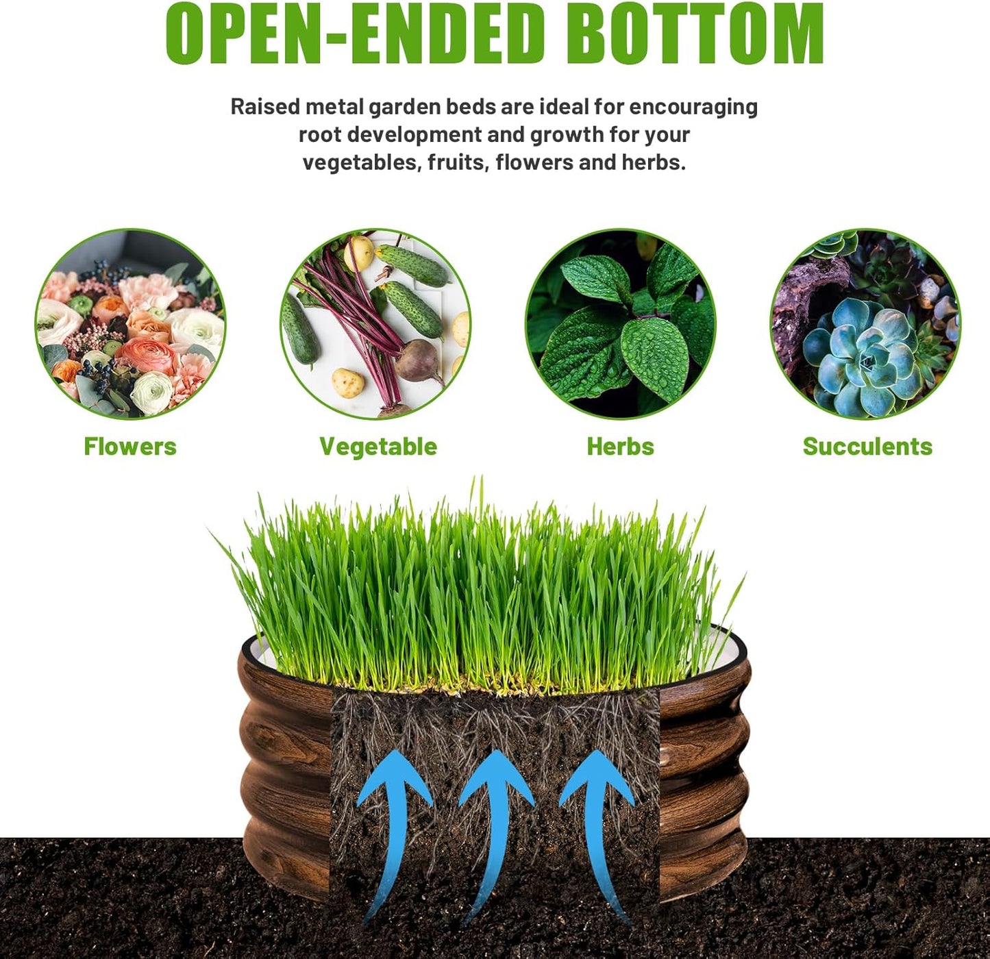 SnugNiture 3 Pcs 2x2x1ft Round Galvanized Raised Garden Bed Kit Outdoor, Metal Planter Box for Planting Plants Vegetables, Brown