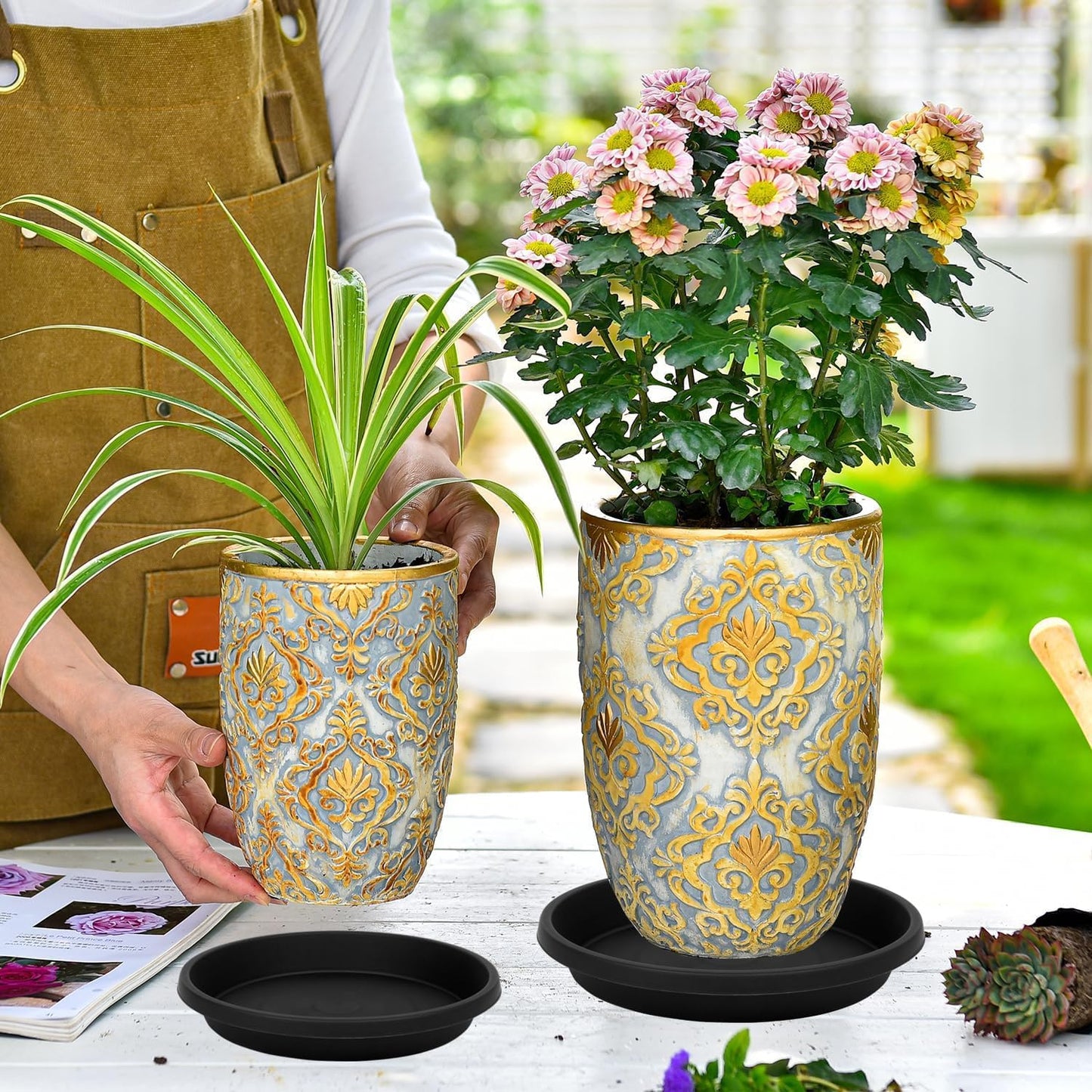 2 Pack Large Plant Saucer 18 Inch, Extra-Large Deep Plant Trays for Pots, Plant Drip Trays, Plant Water Catcher Tray for Plants, Plastic Plant Saucers for Indoors no Holes