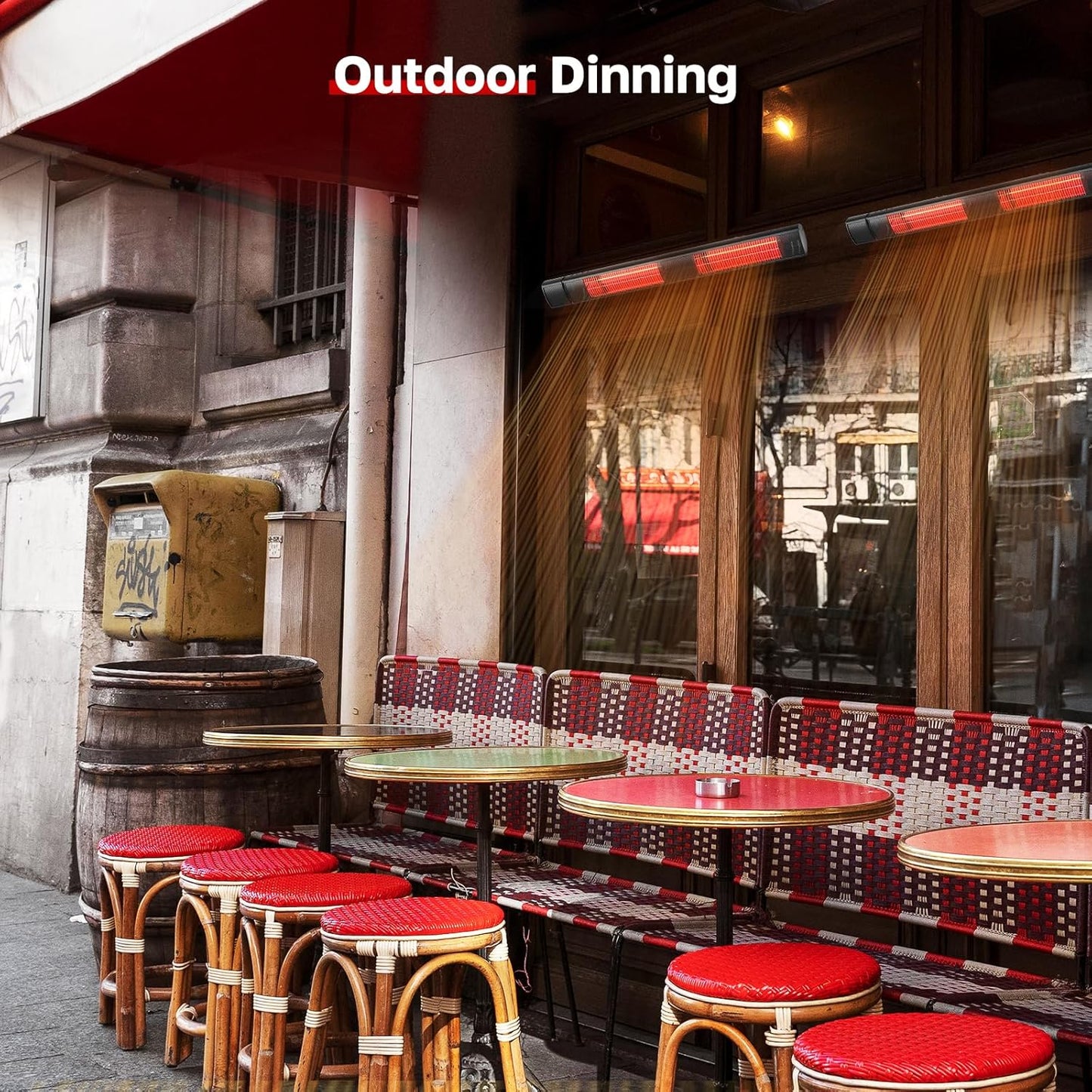 ThermoMate Infrared Heater, Outdoor Heater for Patio, Garage, Restaurant, 3000W Golden Halogen 240V with Remote, ETL Certified Black