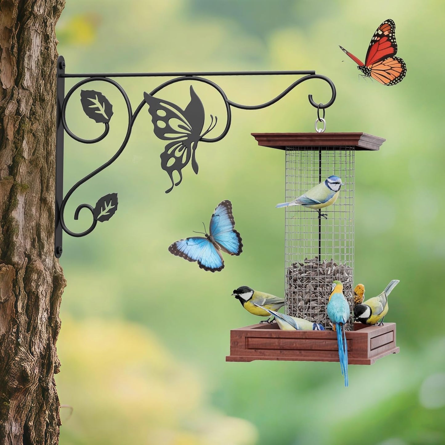 2 Pack Heavy Duty Plant Hooks for Hanging - 12 Inch Metal Wall Hangers Indoor/Outdoor, Sturdy Plant Bracket for Bird Feeders, Planters, Lanterns, Wind Chimes - Patio, Garden, Home Decor (Black)