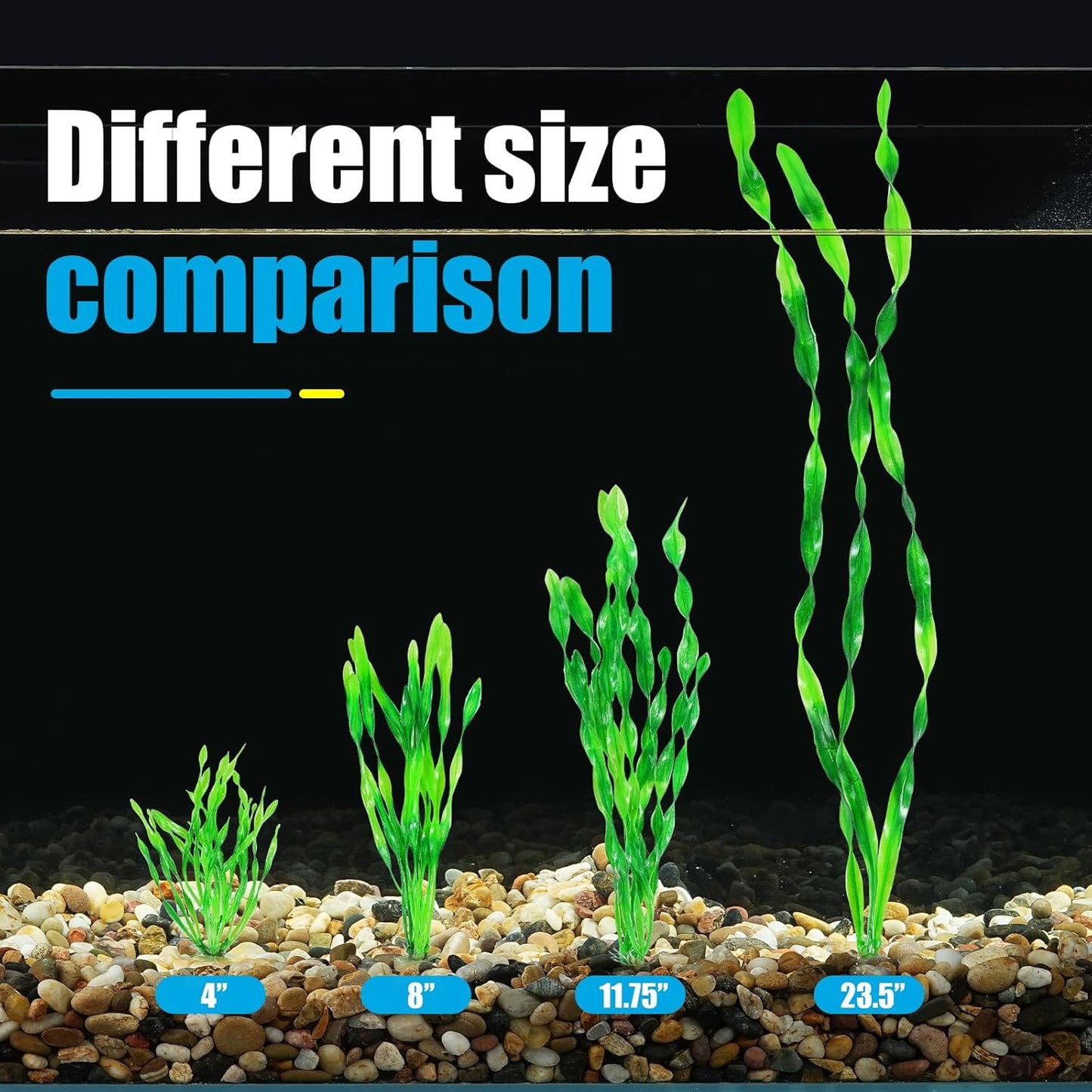 AQUANEAT Fish Tank Artificial Plants, Aquarium Plastic Seaweed Decorations, 11.75Inch Tall Fake Green Accessories, 10 Packs
