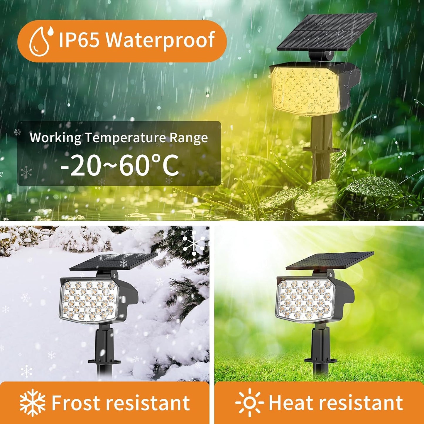 WELALO Solar Spot Lights Outdoor, [2 Pack/3 Modes] Solar Landscape Spotlights, Adjustable Solar Powered Security Lights, IP65 Waterproof Wall Lights for Walkway, Yard, Garden, Driveway (Warm White)