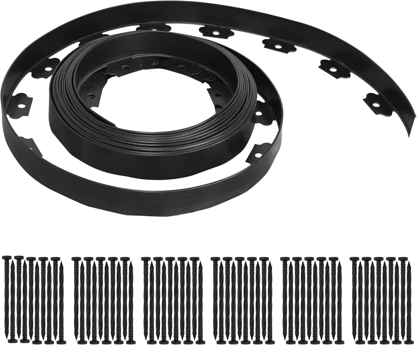 Gardzen 1.5" x 60' Landscape Edging Kit, Garden Edging Coil Comes with 60 Pcs Spikes, No Dig Lawn Border Design