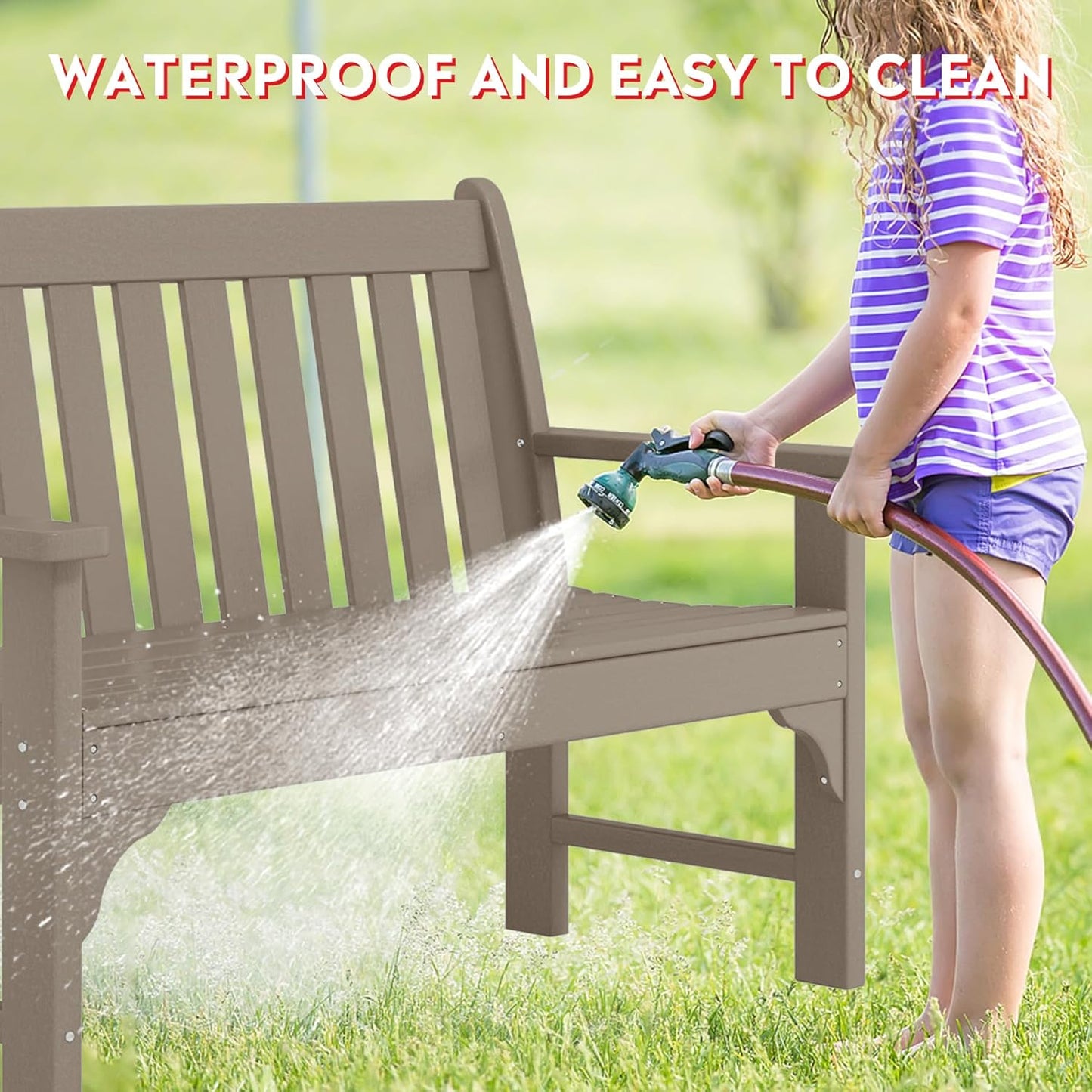 Garden Bench, Farmhouse Park Front Porch for Entryway Bench Outdoor Seating Low Bench Patio Bench Outside/Indoor, Weathered Wood