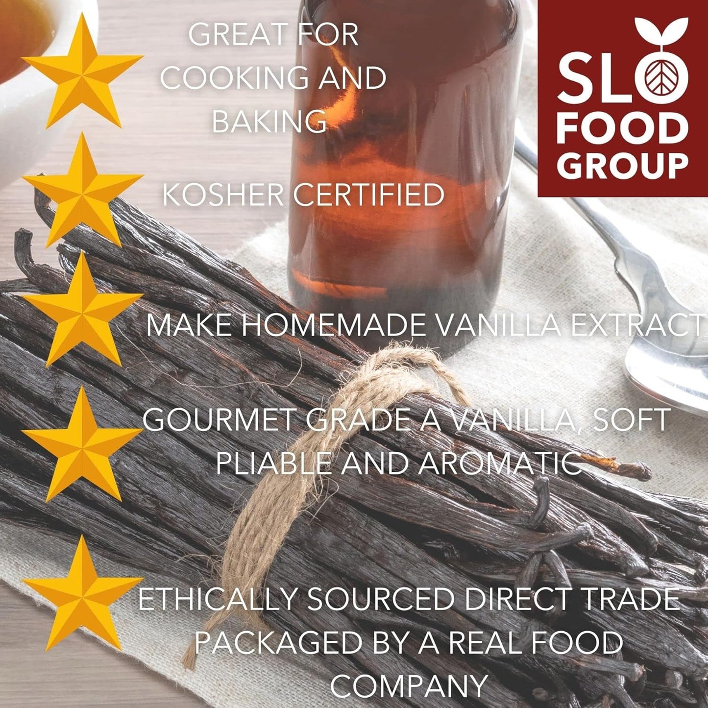 Slofoodgroup Gourmet Vanilla Beans, 4 Ounces Grade A Ugandan Vanilla Pods, Vanilla Beans For Cooking, Baking and Homemade Vanilla Extract