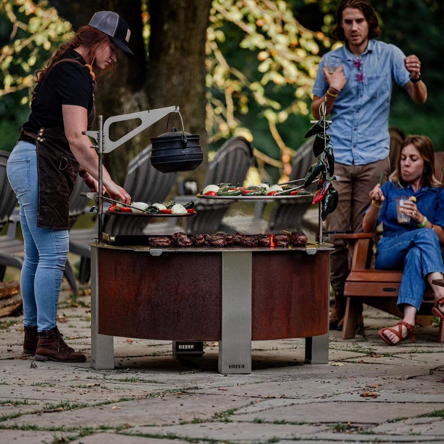 Breeo Smokeless Fire Pit (X Series 42, Corten Steel, Lid Included) | 46 inch Smokeless Firepit for Outside | 190 Pounds | Ideal for Large GatheringsCompatible with Wide Range of Breeo Accessories