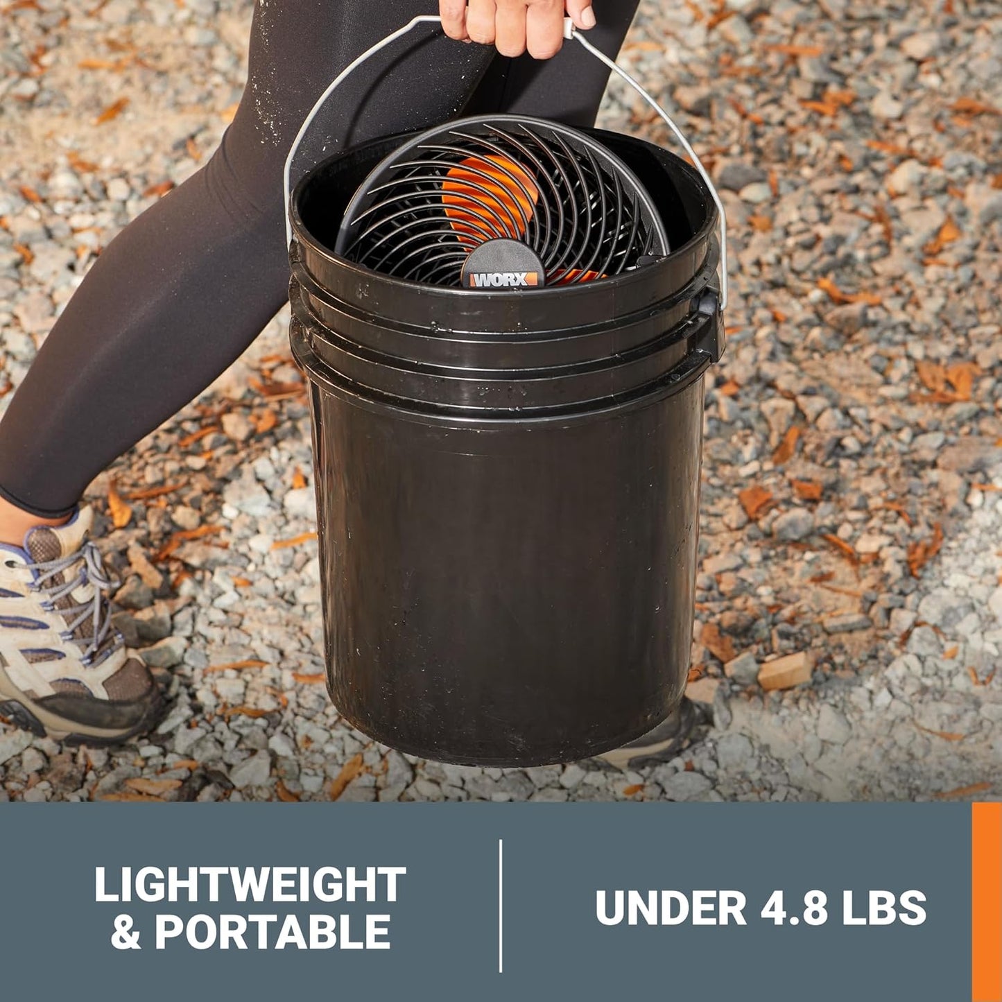 WORX 20V Cordless Misting Fan w/ 3 Speed & 3 Mist Settings, Bucket Top Portable Fan Max 15Ft Misting Distance, Lightweight Quiet Battery Operated Fan w/Long Runtime Power Share WX097L.9 – Tool Only