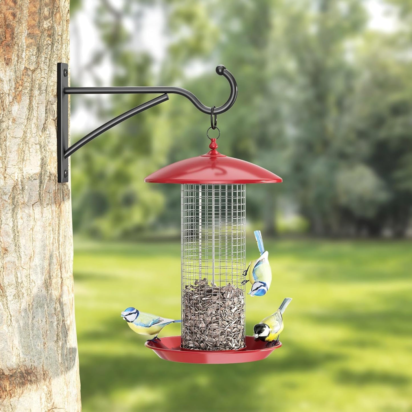 6 Inch 2 Pack Outdoor Plant Hanging Hooks for Wall:Metal Bracket for Hanging Baskets, Bird Feeders, Wind Chimes, Flower Baskets, Yoga Mat, Lanterns, Black