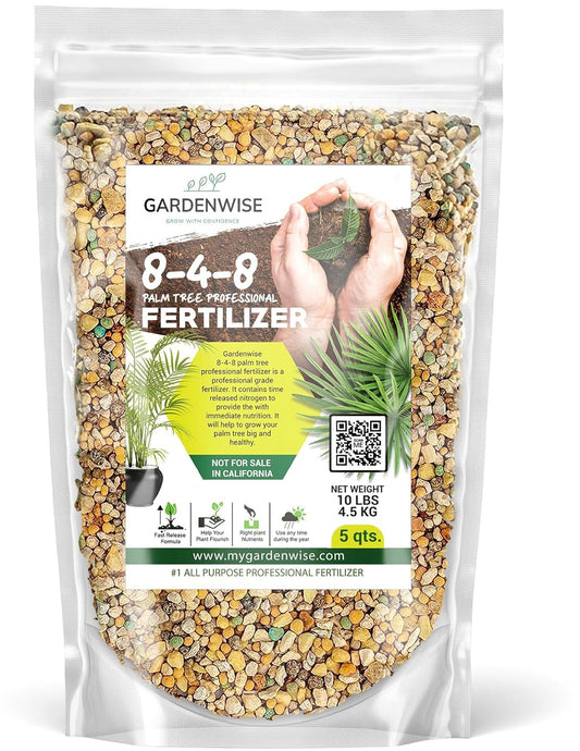 8-4-8 Professional Palm Tree Fertilizer Plant Food; for Indoor Potted Plants and Outdoor Landscape Palm Trees; Quick-Release Nitrogen Fertilizer and Continuous Feeding (5 QUARTS)