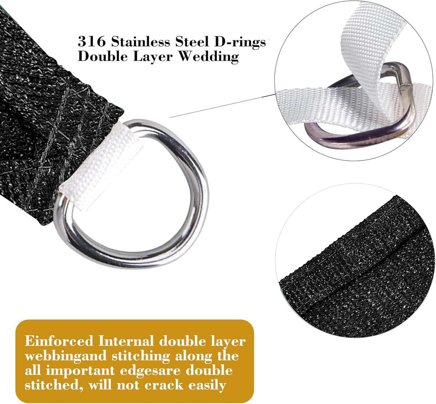 10' x 24' Black Rectangle Sun Shade Sail SSP1212 Canopy Durable Fabric UV Block Awning We Make Custom Orders