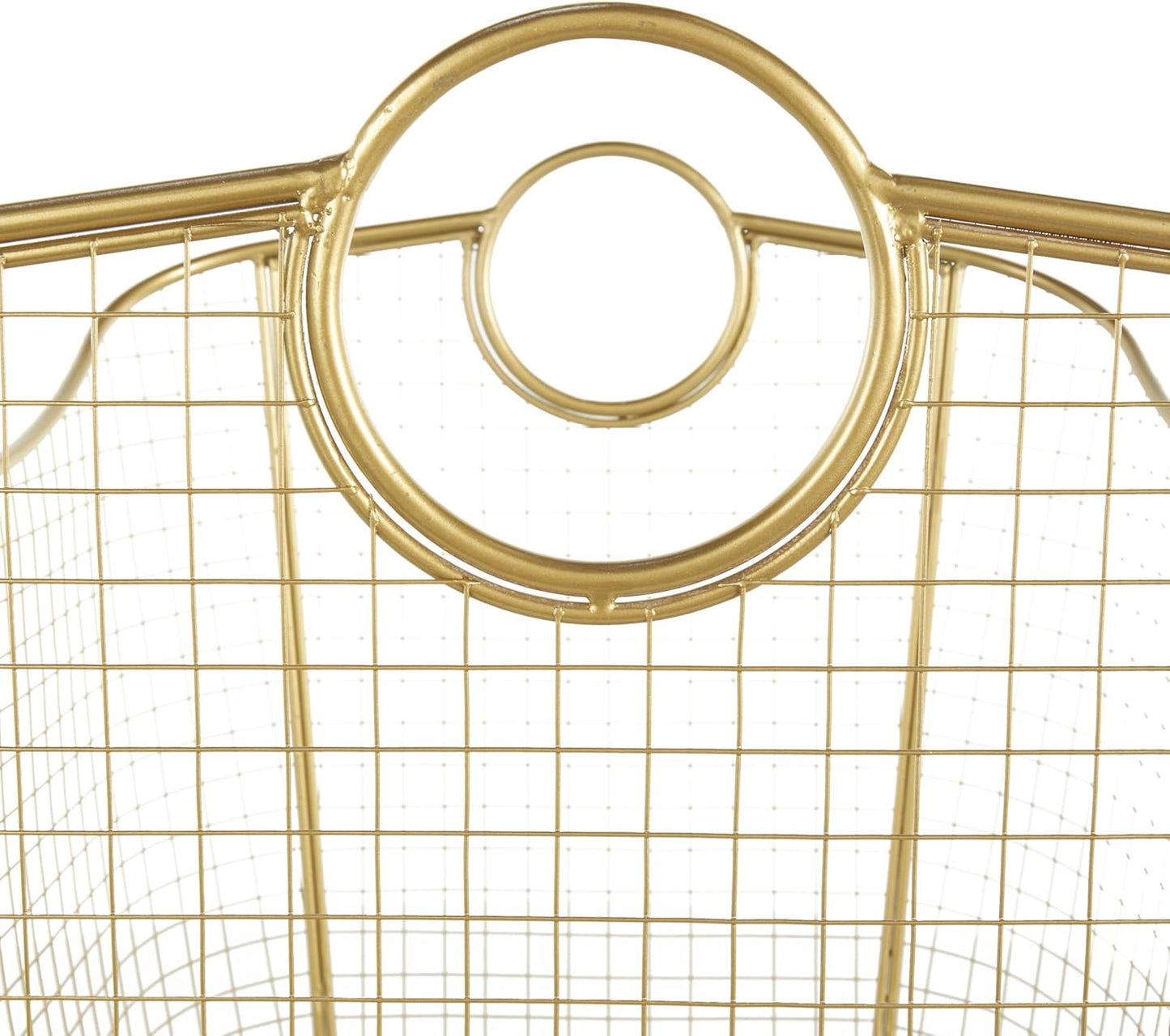 Deco 79 Metal Decorative and Functional Storage Basket Deep Basket Organizer with Round Handles, Basket for Storage 20" x 18" x 19", Gold