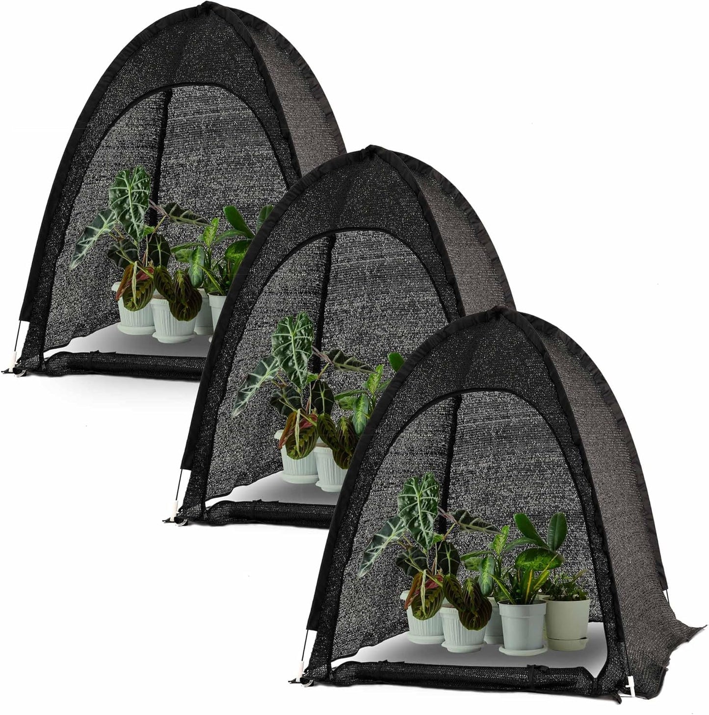 Porayhut Pop up Sunshade Cloth Pack of 2,Easy Open Crop Shade Net 36''*36''*39''UV Resisitant Plant 80% Sunblock Net for Mini Flower Pot with Stakes