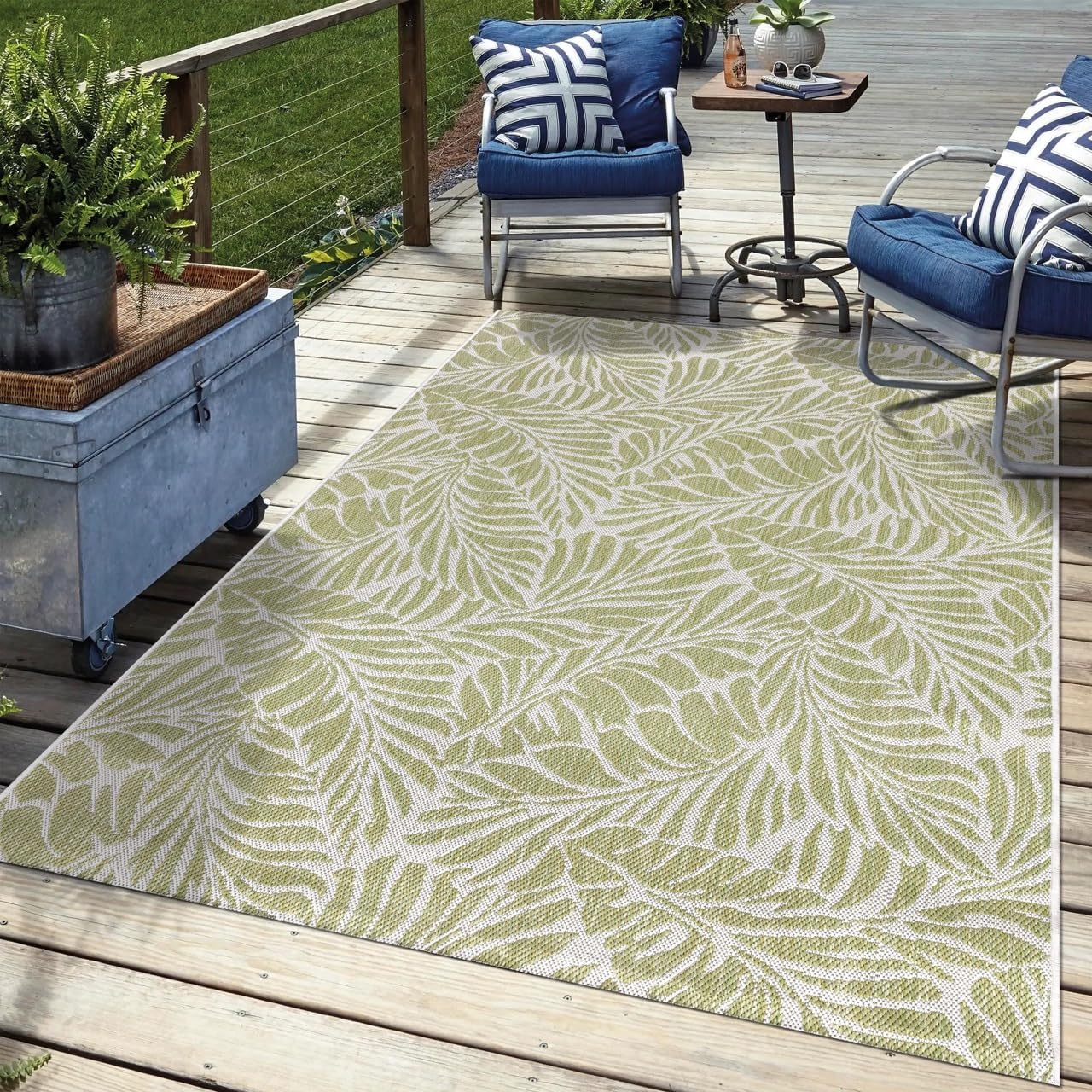 Keen Home Design Terrace Outdoor Area Rug - 8x10 Washable Indoor/Outdoor Rug for Patio, Kitchen, Balcony, Beach, Garden, Deck and Porch, Size: 7'7"x10'