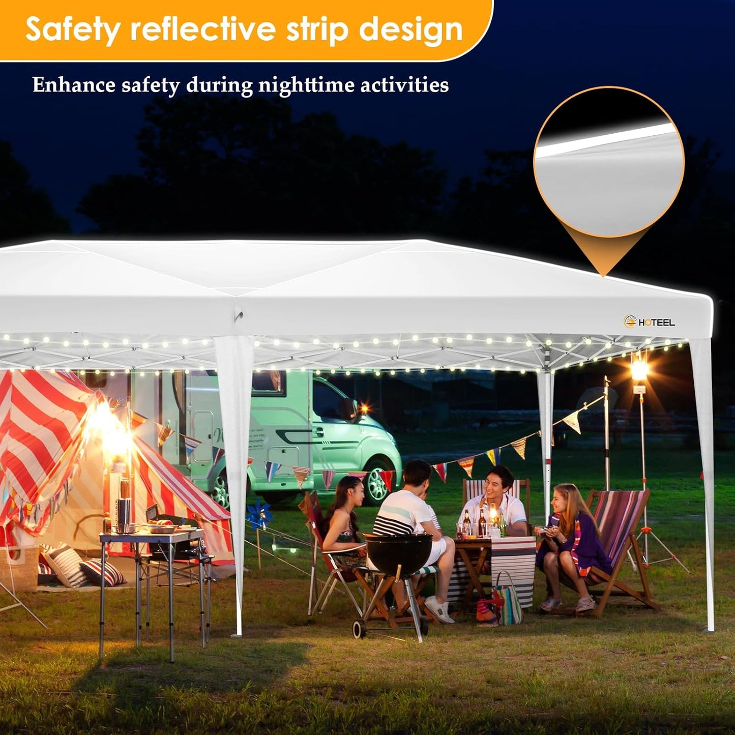 HOTEEL 10x20 Pop up Canopy with Sidewalls, One Push Outdoor Tents for Parties Waterproof Canopy Tent with Reinforce Rod, Easy Setup Event Tent with Sandbag for Backyard, Camping, Wedding, White