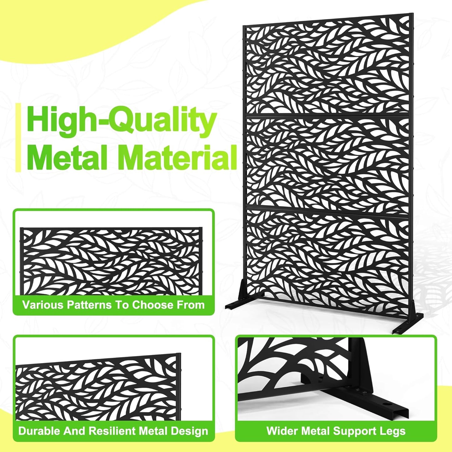 Outdoor Privacy Screen,72" H×47" W Metal Privacy Screen, Freestanding Privacy Fence Panels for Patio