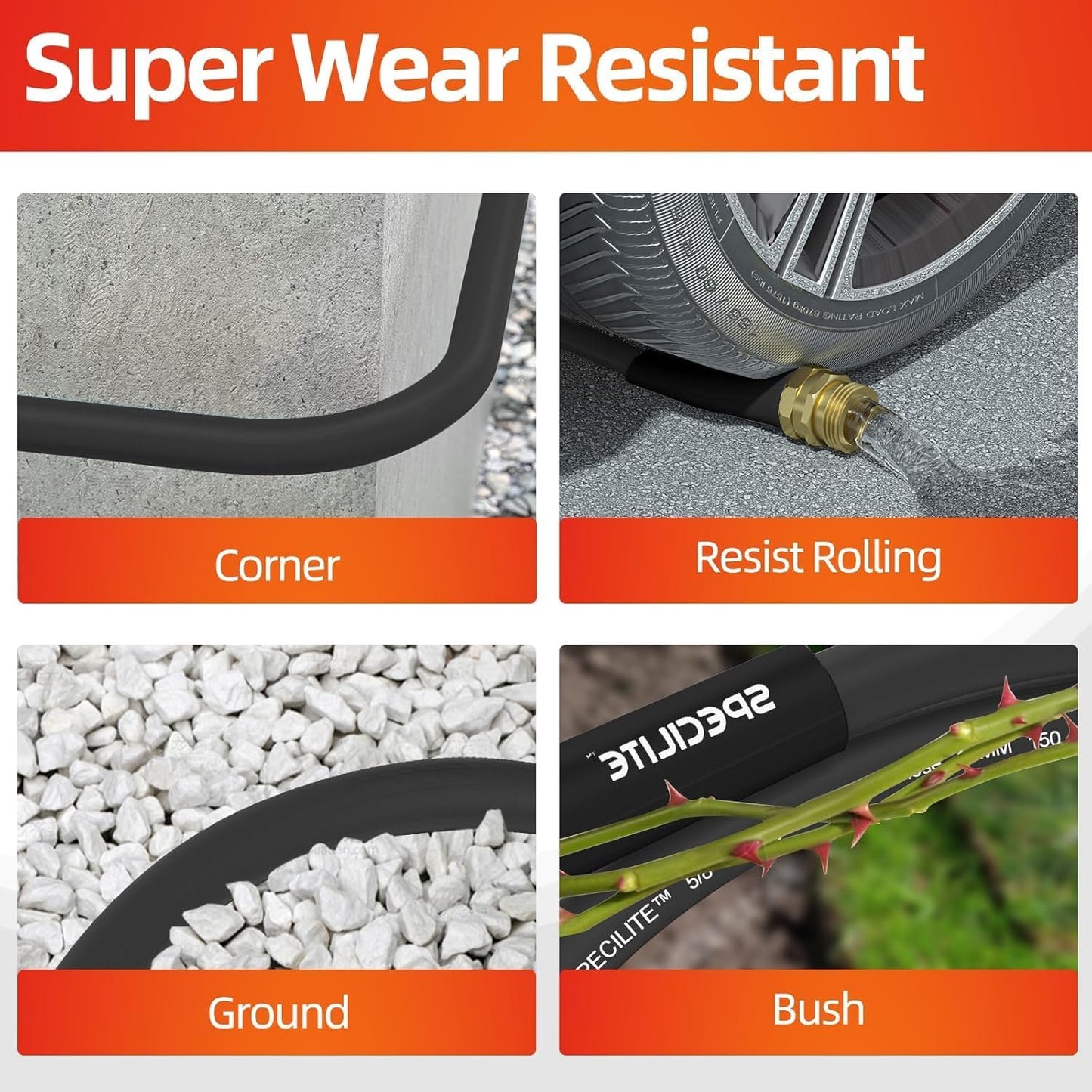 Garden Water Hose 150 ft x 3/4 in Heavy Duty, Flexible and Lightweight, Burst 600 psi, Kink-less Hybrid Rubber Pipe for Backyard, 3/4'' Brass Fittings, Black