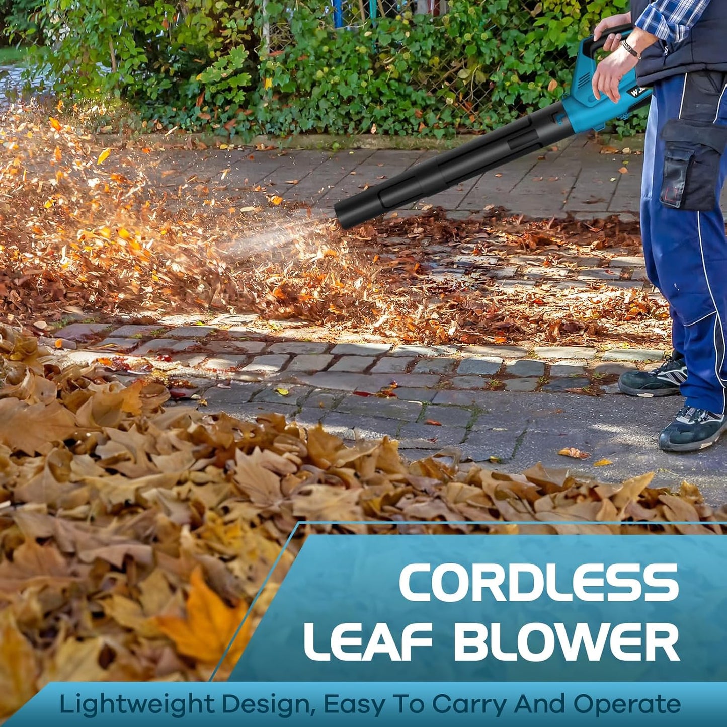 Leaf Blower, Electric Cordless Leaf Blower with 2 Batteries and Charger, 2 Speed Mode, Lightweight Leaf Blowers for Blowing Leaves, Lawn Care, Patio Cleaning and Dust