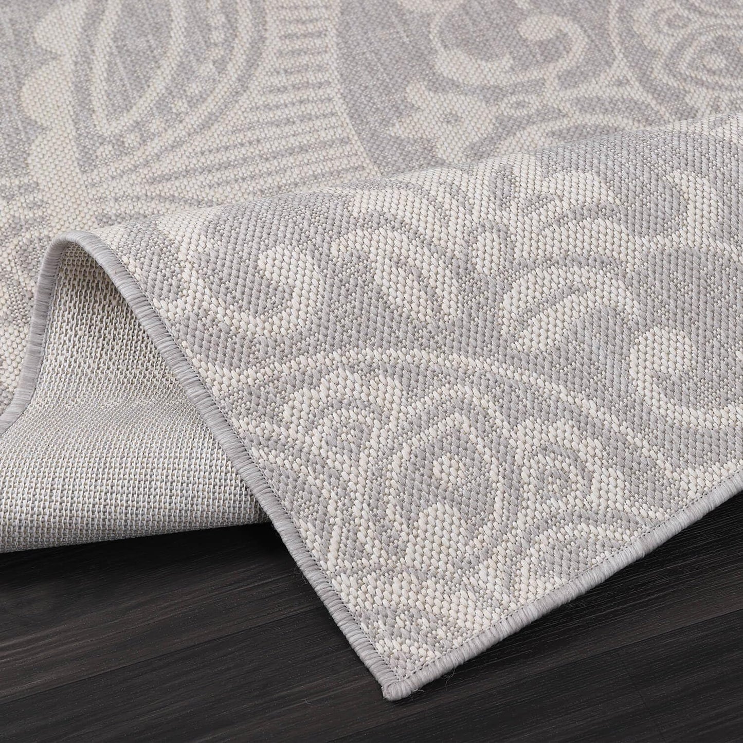 Medallion Outdoor Rug 8x10 Washable Outside Carpet for Indoor Patio Porch Waterproof Easy Cleaning Non Shedding Area Rugs Gray 8 x 10