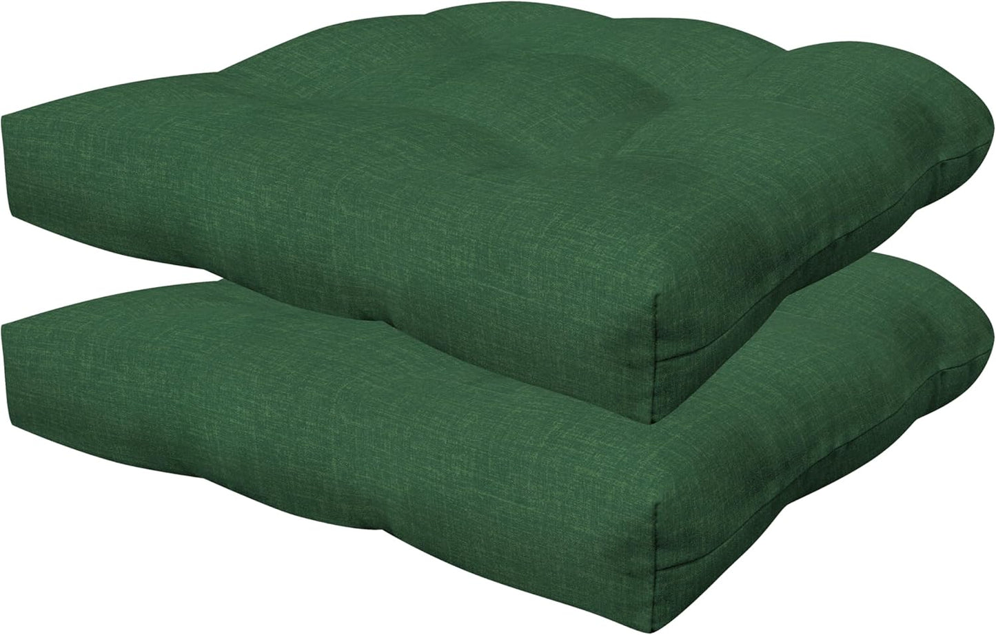 Honeycomb Outdoor Essentials Set of 2 Tufted Seat Pads, 19 x 18, Hampton Texture Hunter Dining Chair Cushions for Patio Furniture