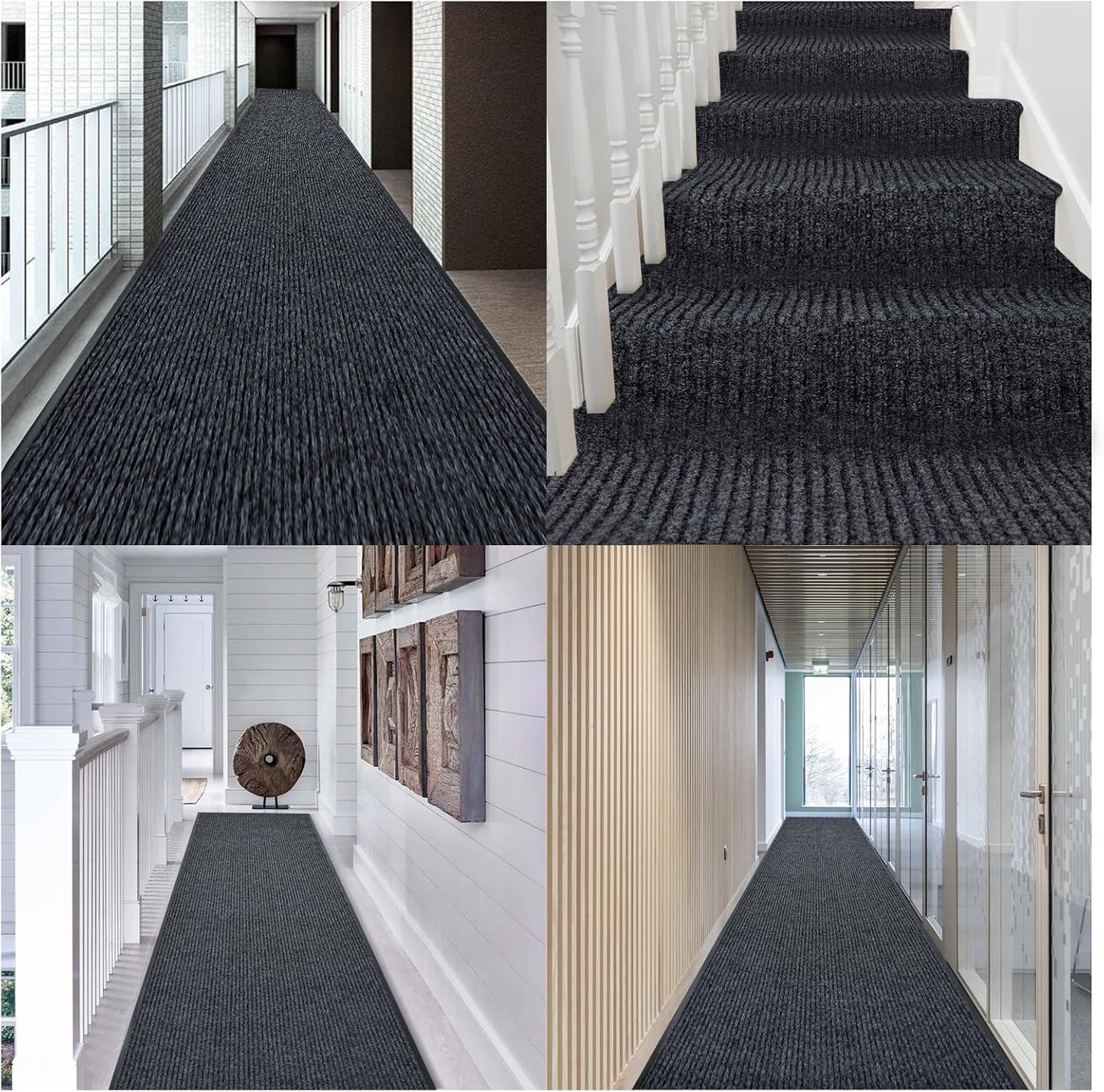 Rubber Door Mat About W3' ×L10' Heavy Duty Large Outdoor Indoor Mat Durable Entrance Doormat Waterproof Rubber Back Rugs for Home Entryway Patio Porch Office Business Areas (Grey)