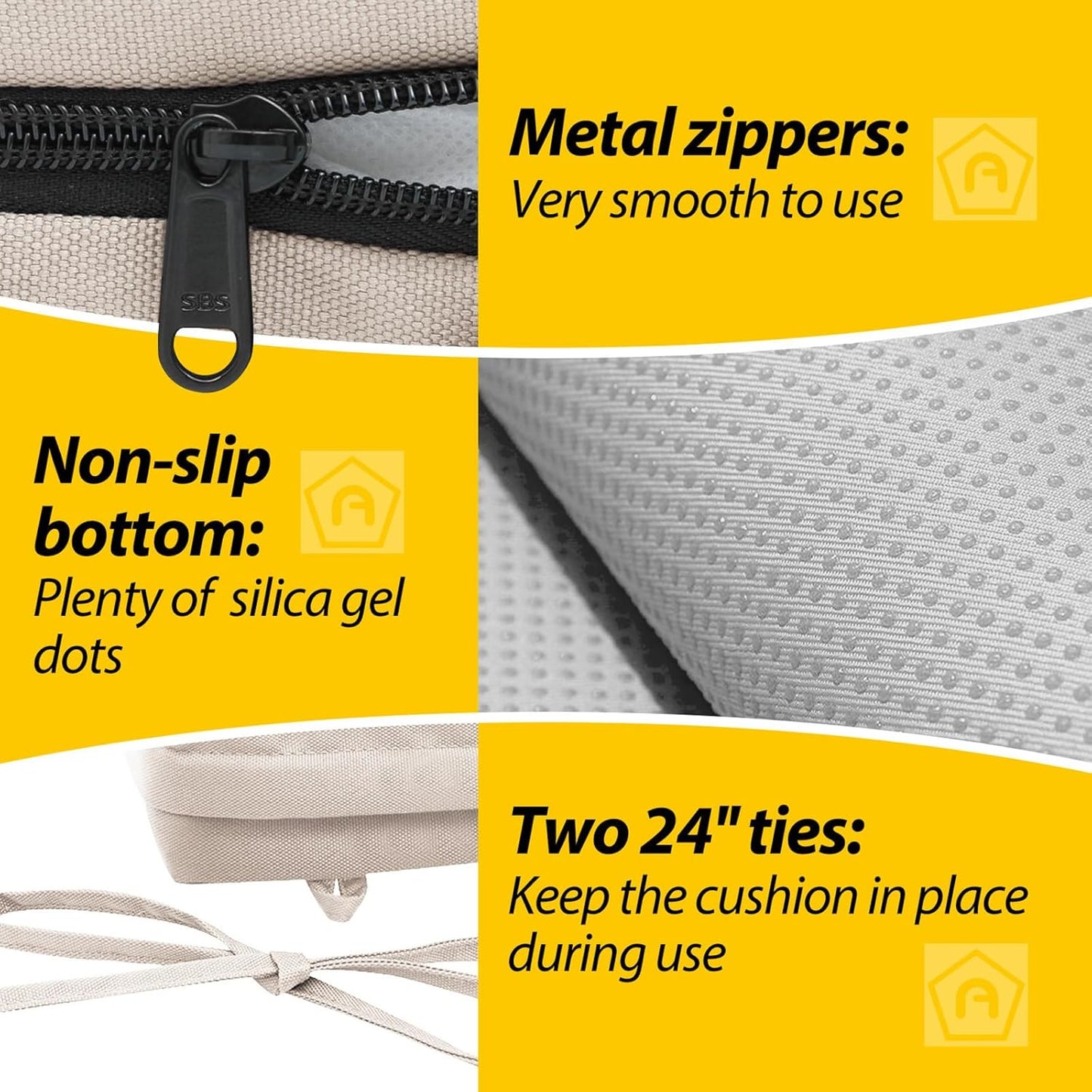 AAAAAcessories Outdoor Seat Cushions for Chairs, Waterproof, Fade-Resistant Patio Furniture Replacement Cushions, 20" x 20" x 3", Set of 2, Khaki Beige