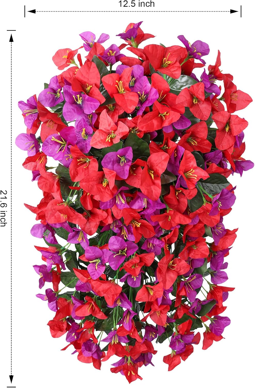 Bougainvillea Artificial Hanging Flowers Plants for Outdoors Decoration, 2pcs Fake Flowers Bougainvillea Vines Realistic UV Resistant Silk Flower for Outside Planter Porch Patio Yard Urn, Mix
