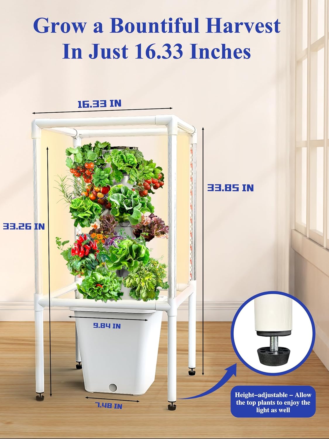 SJZX Hydroponics Growing System, 18 pods Vertical Small hydroponic Tower with LED Grow Light for Indoor Gardening, Classroom Growing Kit, Winter Germination Kits, Beginner-Friendly