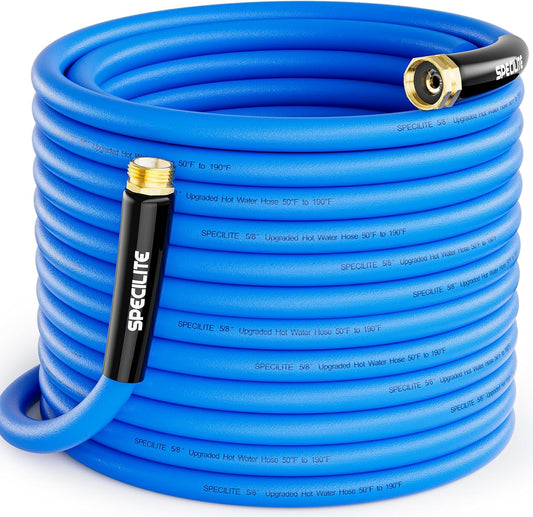 Hot/Cold Garden Water Hose 150 ftx 5/8 in, -50℉ To 190℉, Heavy Duty, Flexible, Burst 605 Psi, Lightweigh, Upgraded Rubber Pipe with 3/4" Brass Fittings For Backyard, Outdoor, Farm, Blue