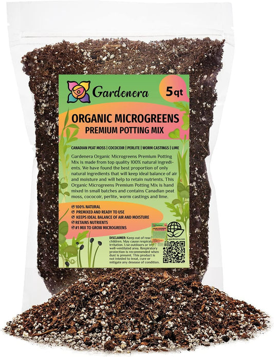 Organic Microgreens Premium Potting Mix: Optimal Air, Moisture, and Nutrient Control for Robust Microgreen Growth - 5 Quart