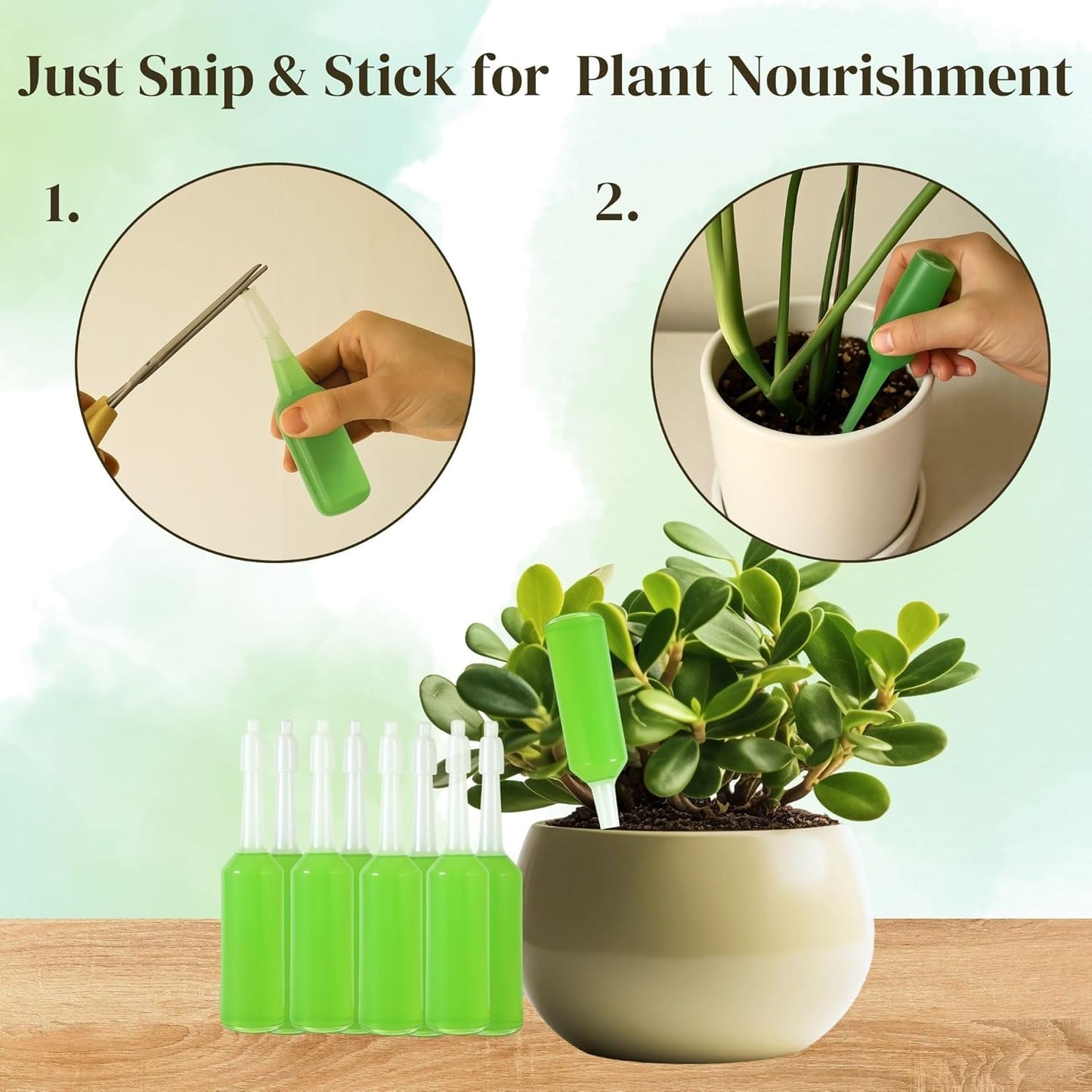 Plant Food for Houseplants | Ready-to-Use Indoor Plant Food Liquid, NPK Fertilizer & Plant Fertilizer Sticks (8 Drip Feeders)