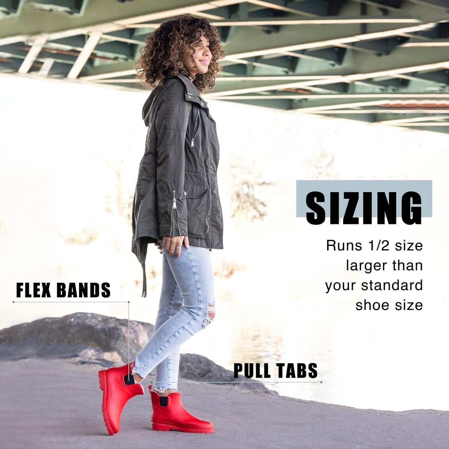 NORTY - Womens Ankle Rain Boots - Ladies Waterproof Winter Spring Garden Boot runs ½ size large