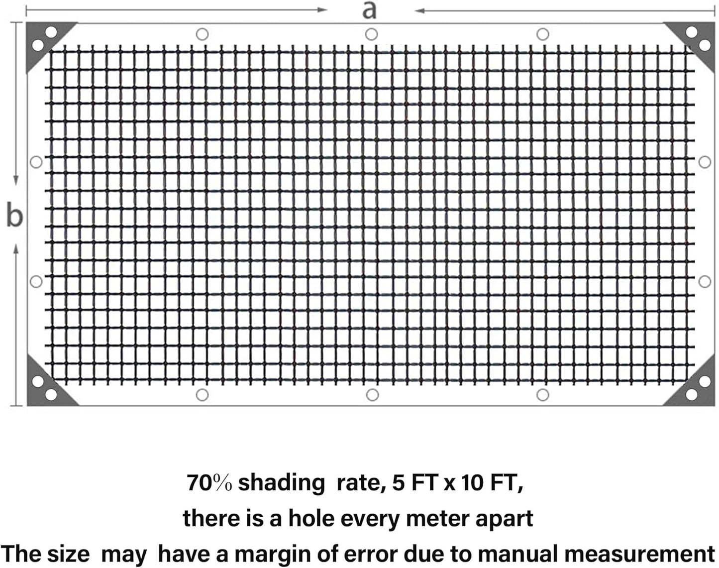 winemana Black Shade Cloth 70%, 5x10 FT Mesh Tarp - Garden Shade for Greenhouse, Patio, Vegetables, Plants Cover and Chicken Coops, Sun Shade Net for Outdoor Protection with Reinforced Grommets