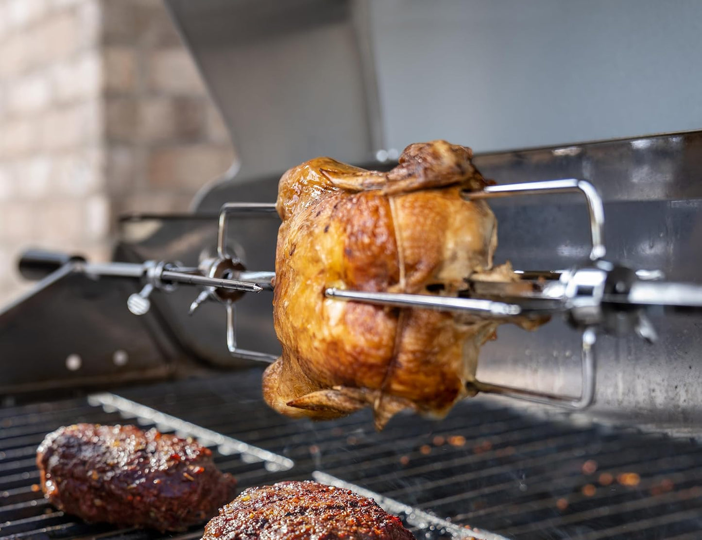 Monument Grills Larger 4-Burner Propane Gas Grills Stainless Steel with Rotisserie Kit(2 Items)