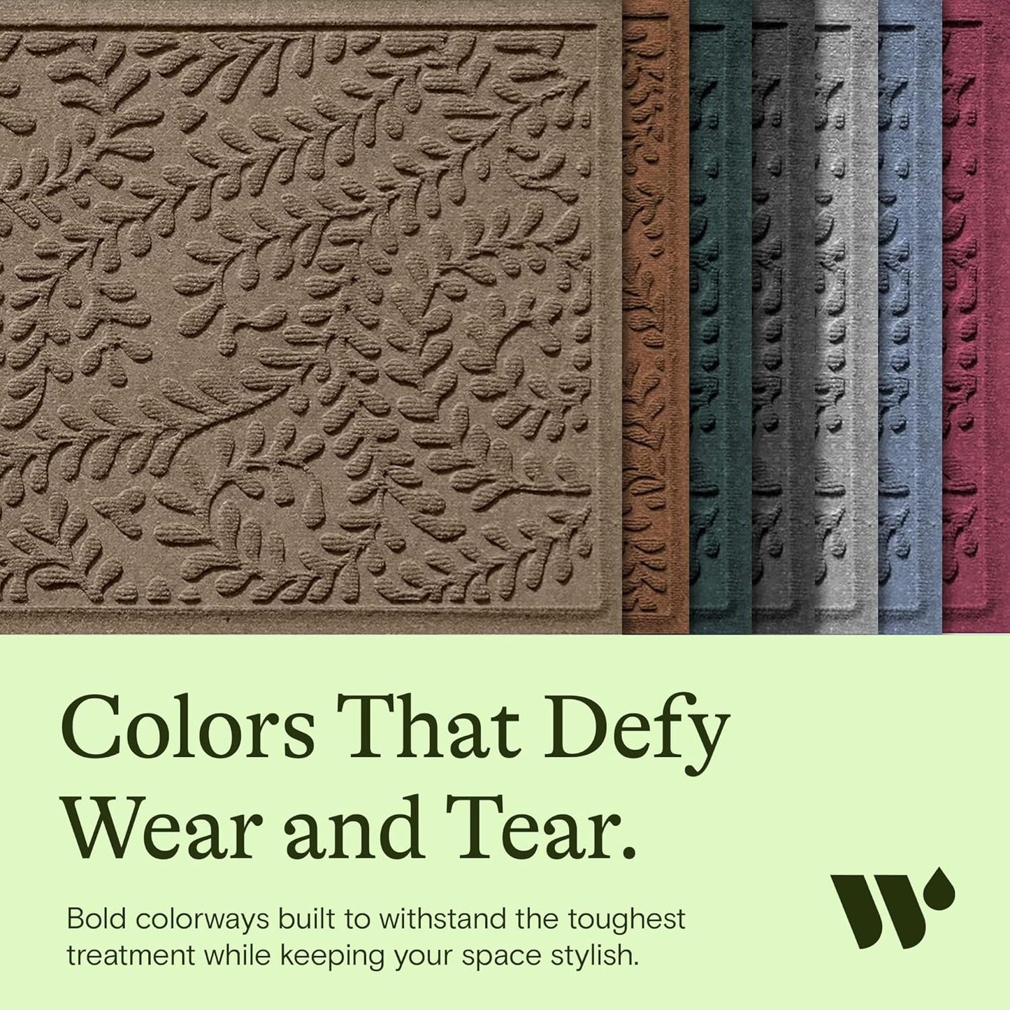 WaterHog Indoor/Outdoor Use Door Mat, 3' x 5', Made in USA, Welcome Mat for Front Door, Durable, Water-Trapping Floor Rug, Decorative, Skid-Resistant Entryway, Boxwood Collection, Khaki/Camel