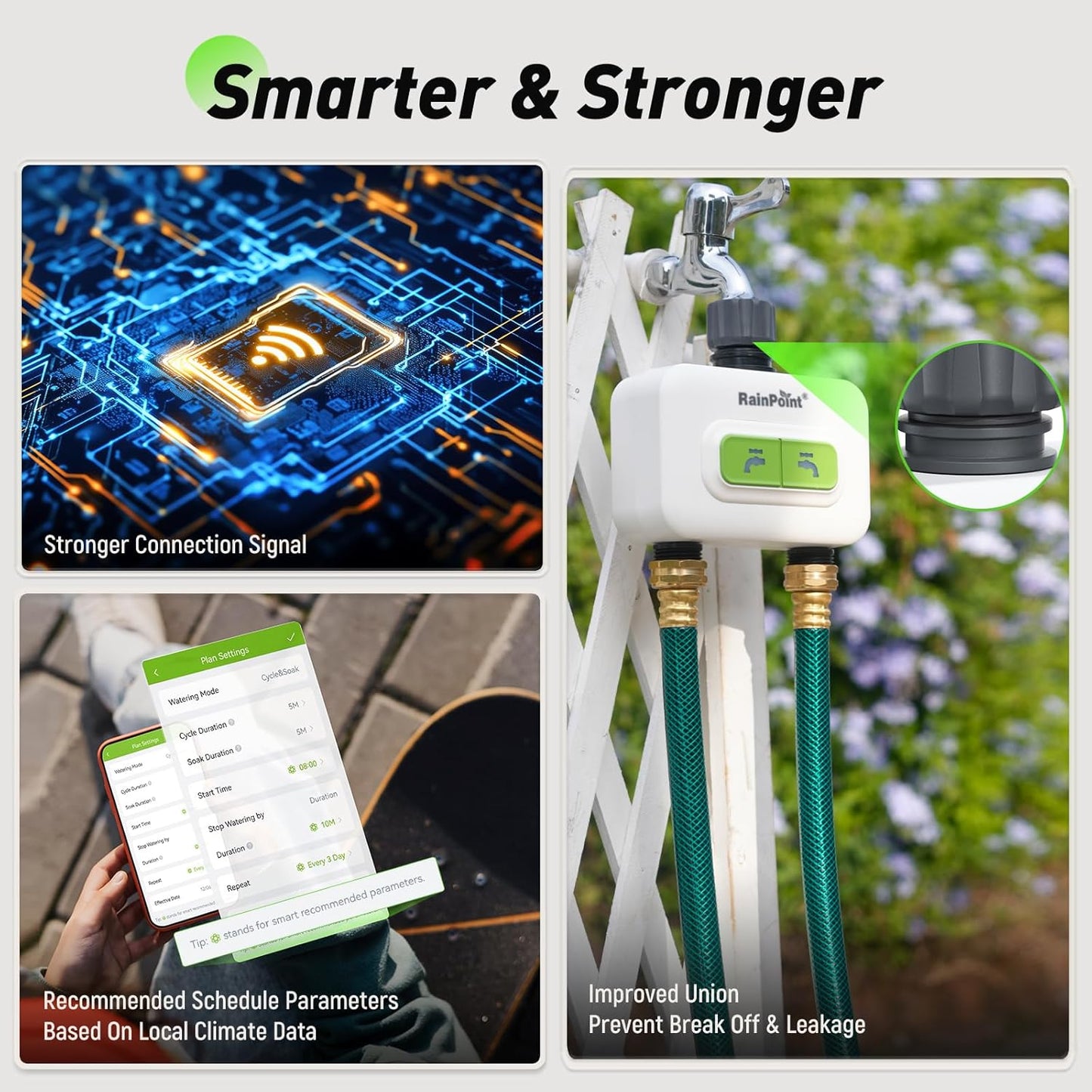 RainPoint 2-zone Wireless Smart Water Timer with Hub for Outdoor Irrigation Rain Delay, APP Remote Control WiFi Watering Timer for Garden Faucet with 2 Outlets Automatic Schedules for Lawn,Garden,Yard