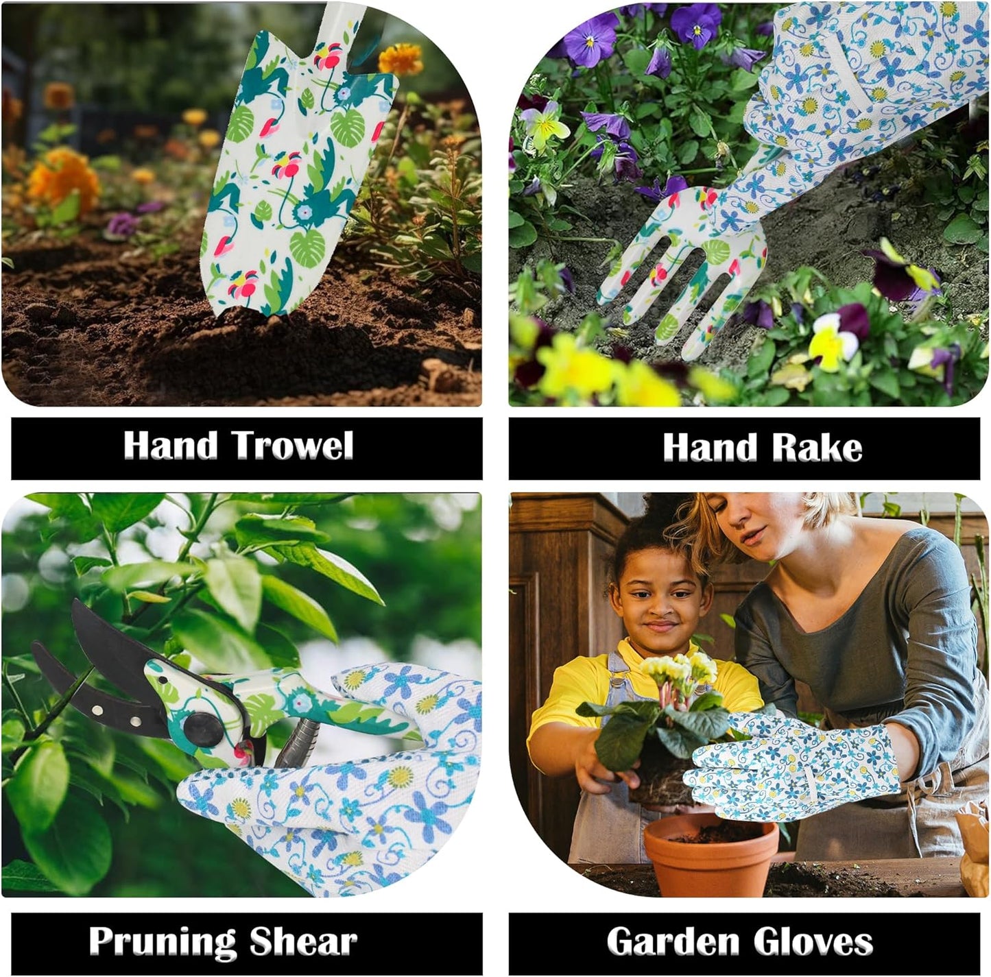 Garden Tool Set 10 Pcs, Heavy Duty Gardening Hand Tools with Garden Tool Bag, Mom Gifts for Mothers Day, Gardening Gifts for Women Garden Lover, Birthday Christmas Thanksgiving for Mom Grandma