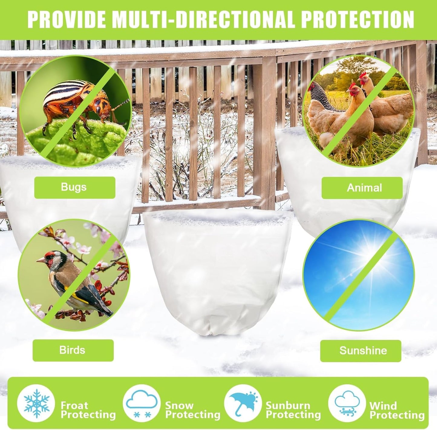 Svepndic 2 PCS Winter Plant Covers Freeze Protection,39X39 Reusable Plant Protector Bag with Drawstring,Winter Plants Jacket Warm Shrubs Cover Blanket Frost Protection for Outdoor Garden Plants