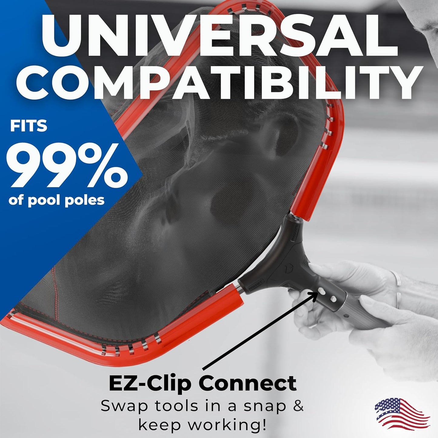 ProTuff 23" Fine Pool Net for PROS – “490 Promise” Unlimited Unconditional Replacement – Cleans 3X Faster Than Vacuum – Wide Pool Skimmer Net with Deep Bag for Easy Maintenance of Leaves, Bugs, Debris