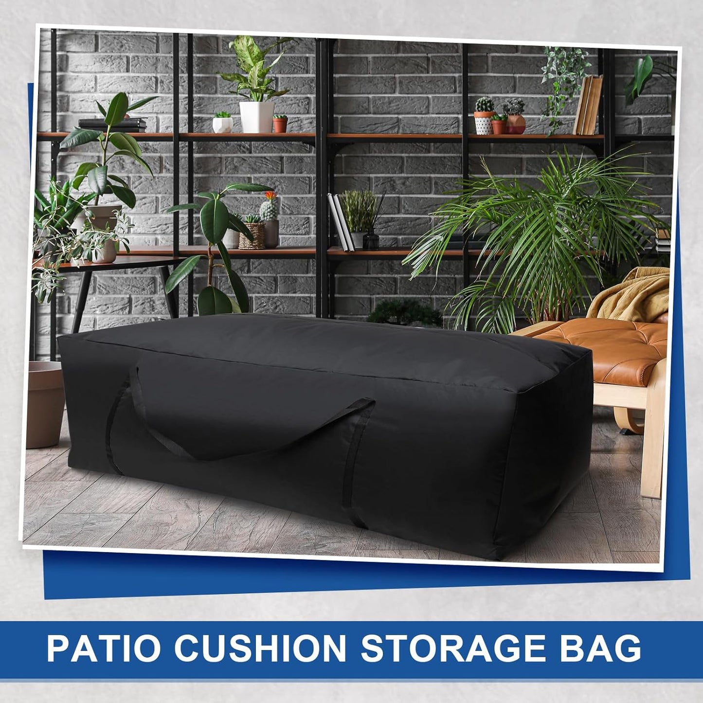 Silkfly 4 Pcs Patio Cushion Storage Bags 48" L x 15" W x 22" H Outdoor Cushion Storage Bag Extra Large Zippered Furniture Pillow Protective Storage Bag Black 420D Oxford Fabric Christmas Tree Storage