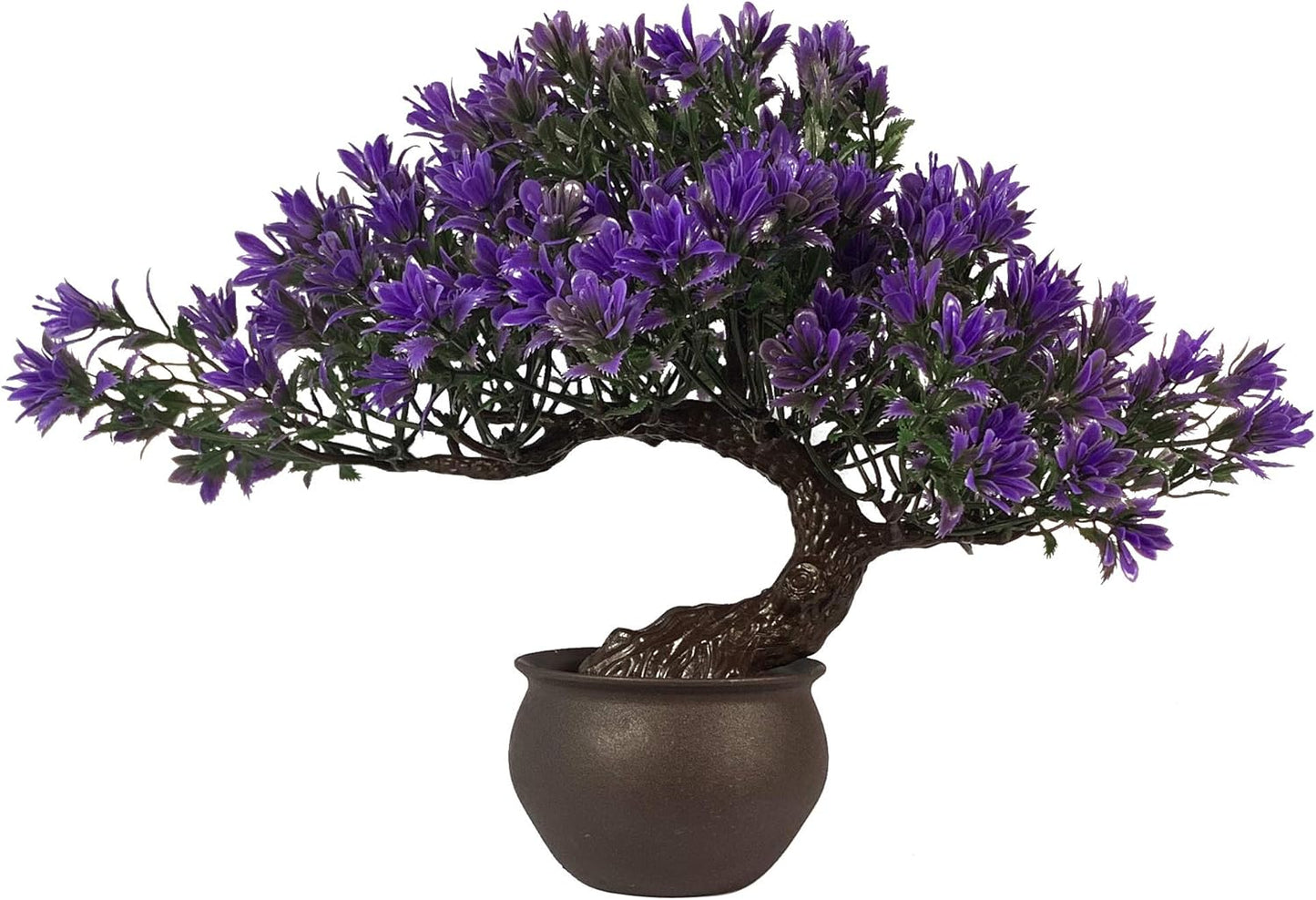 Fake Plants Plastic Artificial Bonsai Tree, Purple Room Decor Bonsai Tree for Home Bedroom Farmhouse Office Desk Decor, Tall 9.5"
