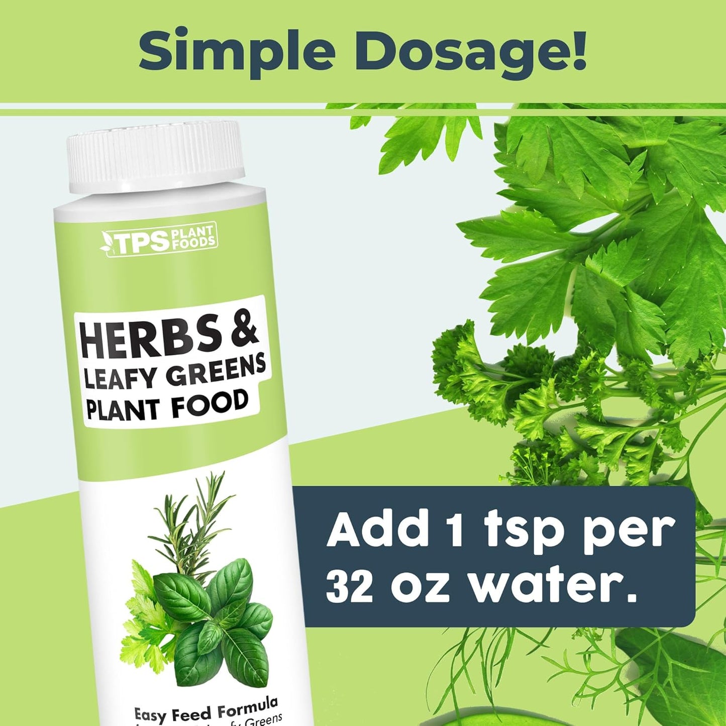 TPS NUTRIENTS Herb Plant Food for All Edible Herbs, Leafy Greens and Veggies, Liquid Houseplant Fertilizer 8 oz (250mL)