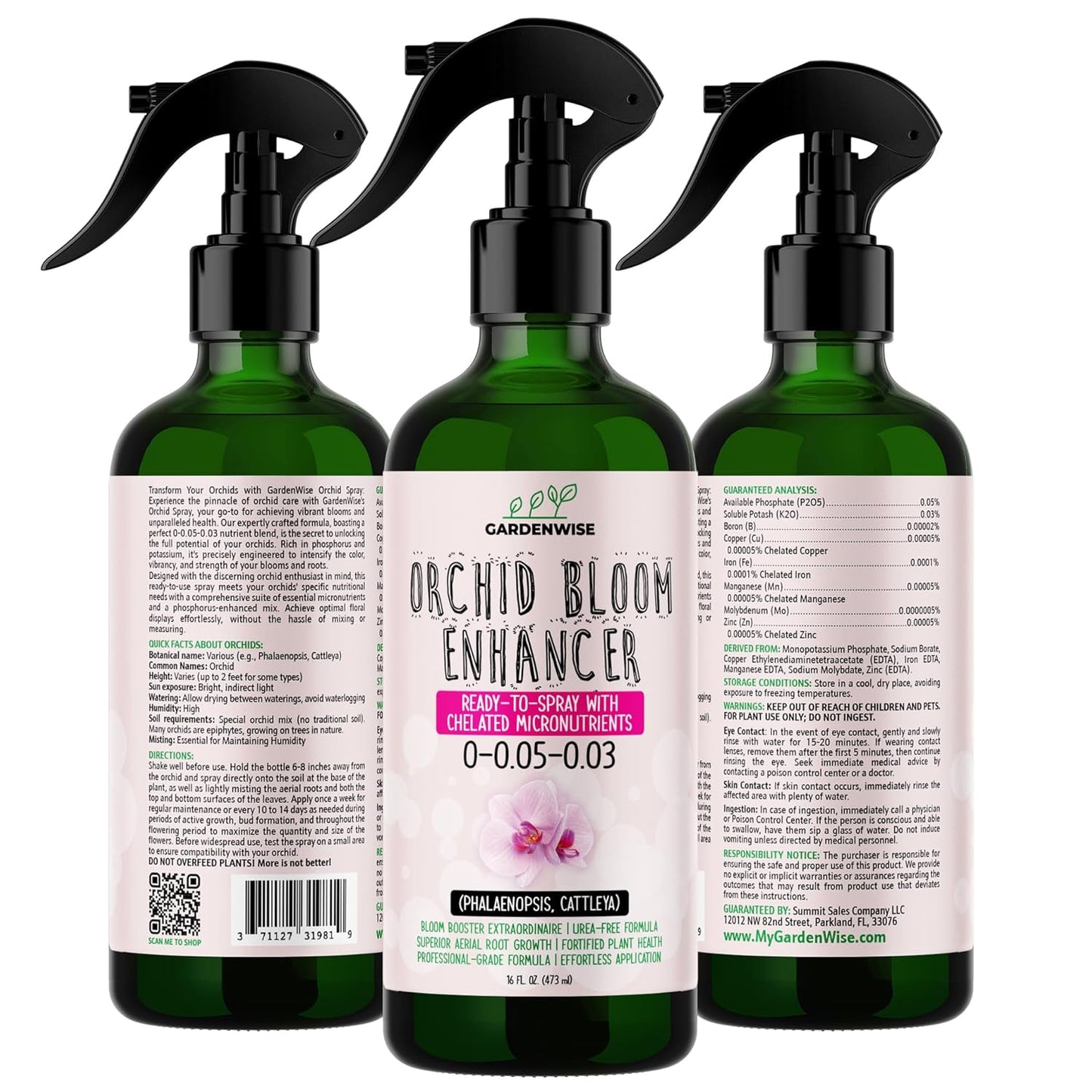 Orchid Food Bloom Booster Fertilizer - Bloom Orchids Fertilizer – Phosphorus and Potassium Formula 0-0.05-0.03 - Ready-to-Use Spray with Chelated Micronutrients (8 OZ)
