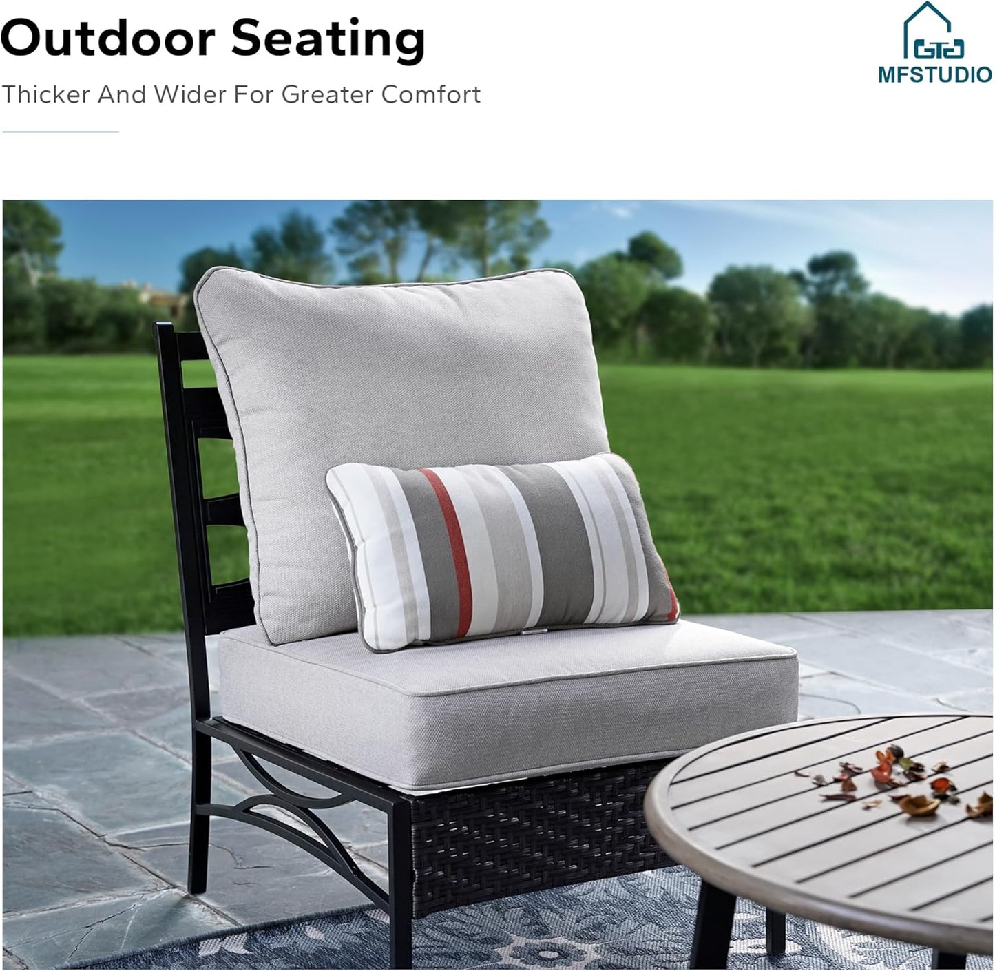 MFSTUDIO Patio Furniture Set, 2 Seat Outdoor Sectional Sofa Conversation Set, Woven Rattan Patio Couch for Backyard, Garden, Deck