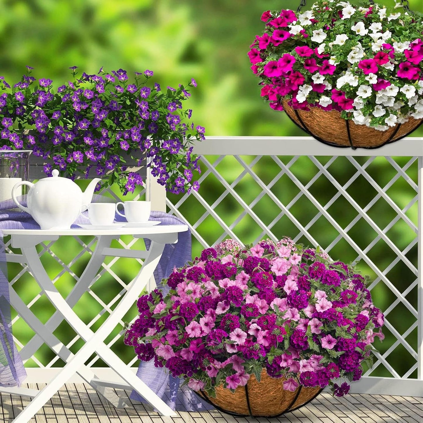 Halatool 2 PCS 14 Inch Round Coco Liners Hanging Basket 100% Natural Replacement Coconut Liners for Planters Garden Flower Pot Vegetables Herbs