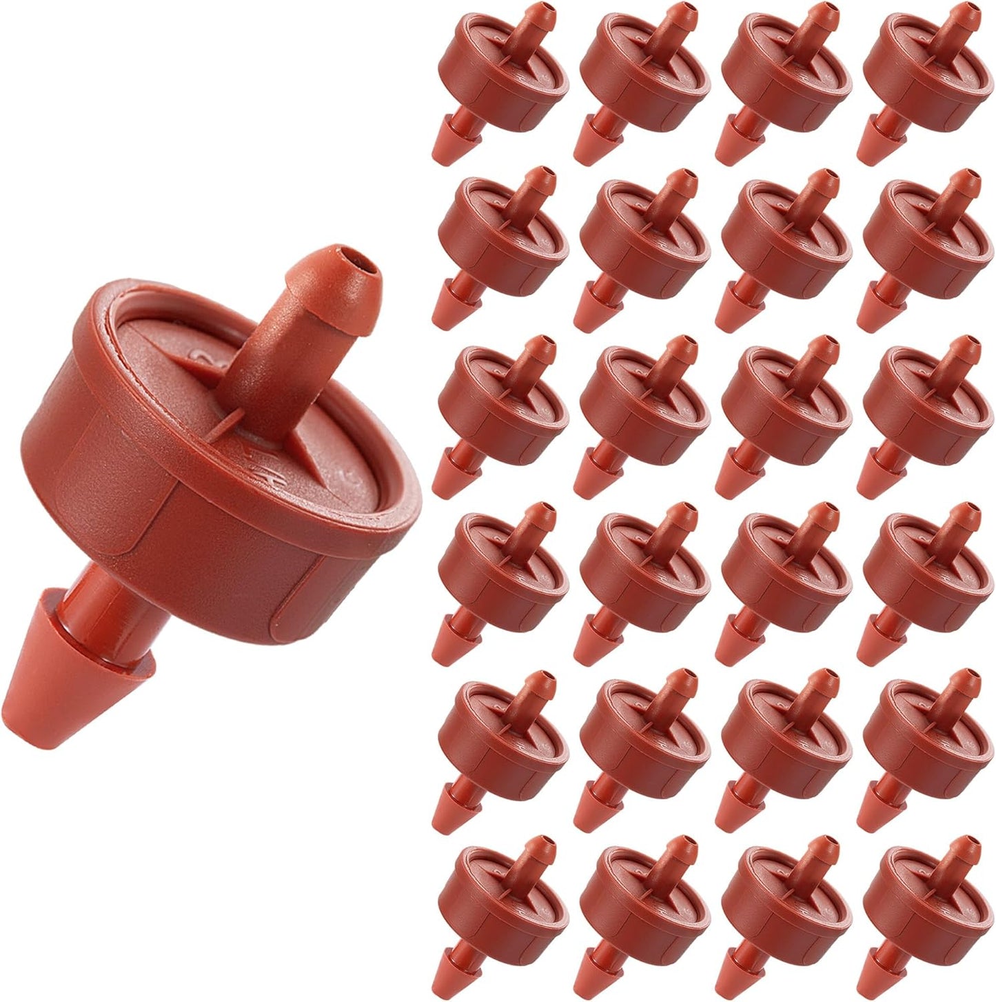 30Pcs 2GPH Pressure Compensating Irrigation Spot Drippers,Constant Flow Barb Outlet Watering Dripper Emitters Heads Parts for 1/4 Inch Watering Tubing Line for Garden Pots Plant Irrigation Systems