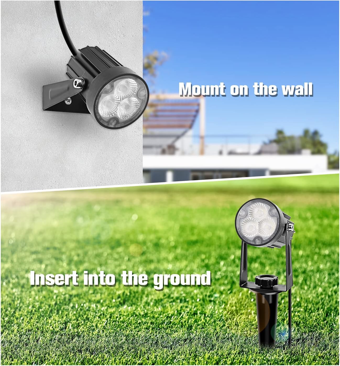 APONUO Metal Outdoor Solar Landscape Lights Solar Lights Outdoor Waterproof Solar Landscape Spotlight for Yard Landscape Lighting, Auto On/Off for Pathway,Driveway, Porch, Patio (Cool White)