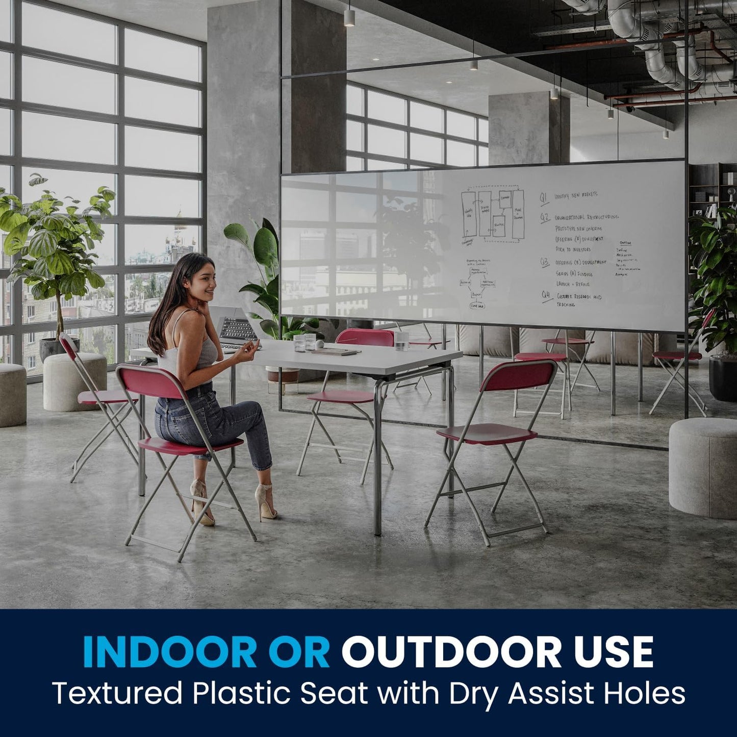 Flash Furniture Hercules Series Plastic Folding Chair - Red - 6 Pack 650LB Weight Capacity Comfortable Event Chair-Lightweight Folding Chair